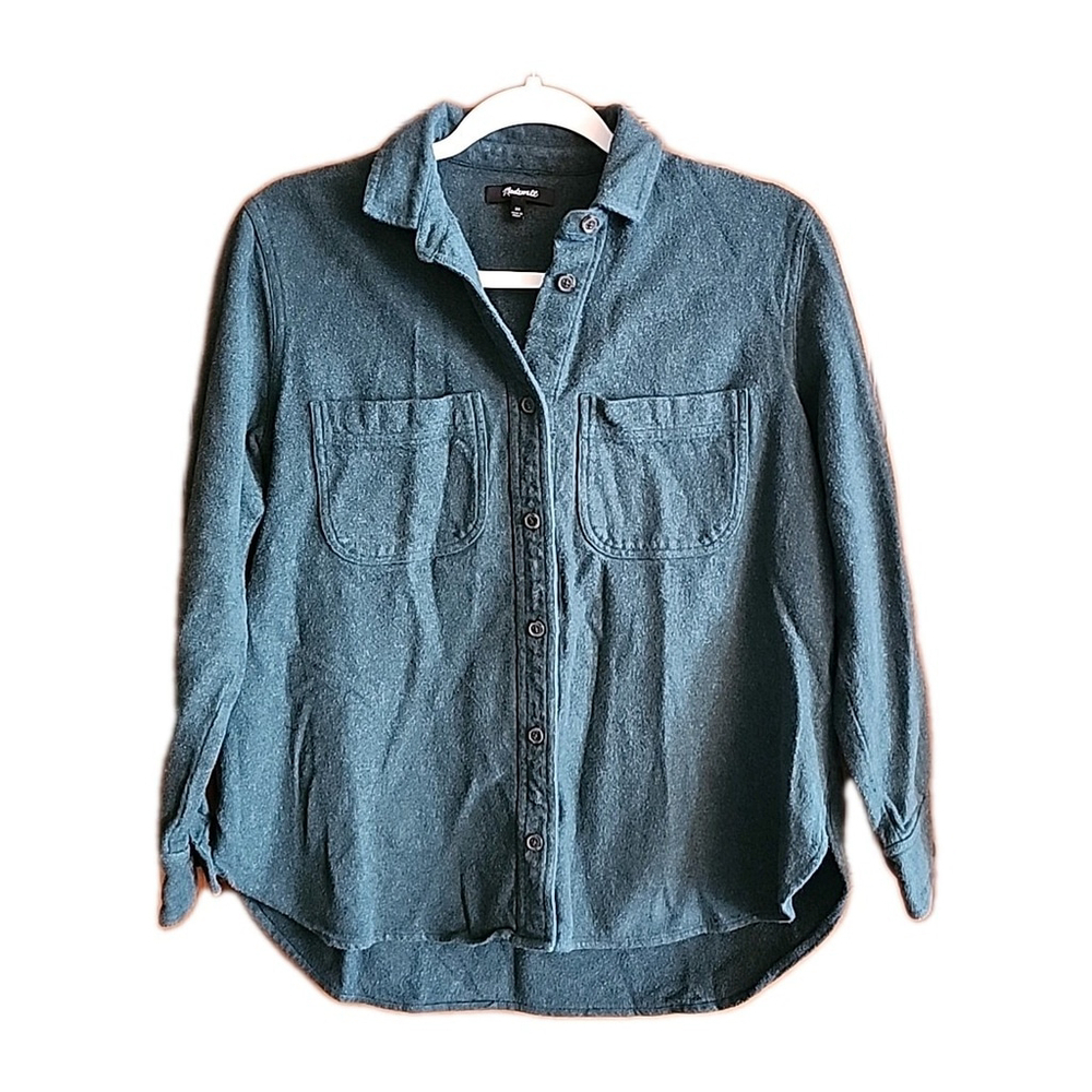 Madewell XS Green Flannel Button Up Long Sleeve Cotton A1